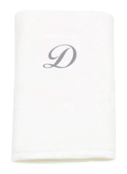 BYFT 100% Cotton Embroidered Letter D Bath Towel, 70 x 140cm, White/Silver