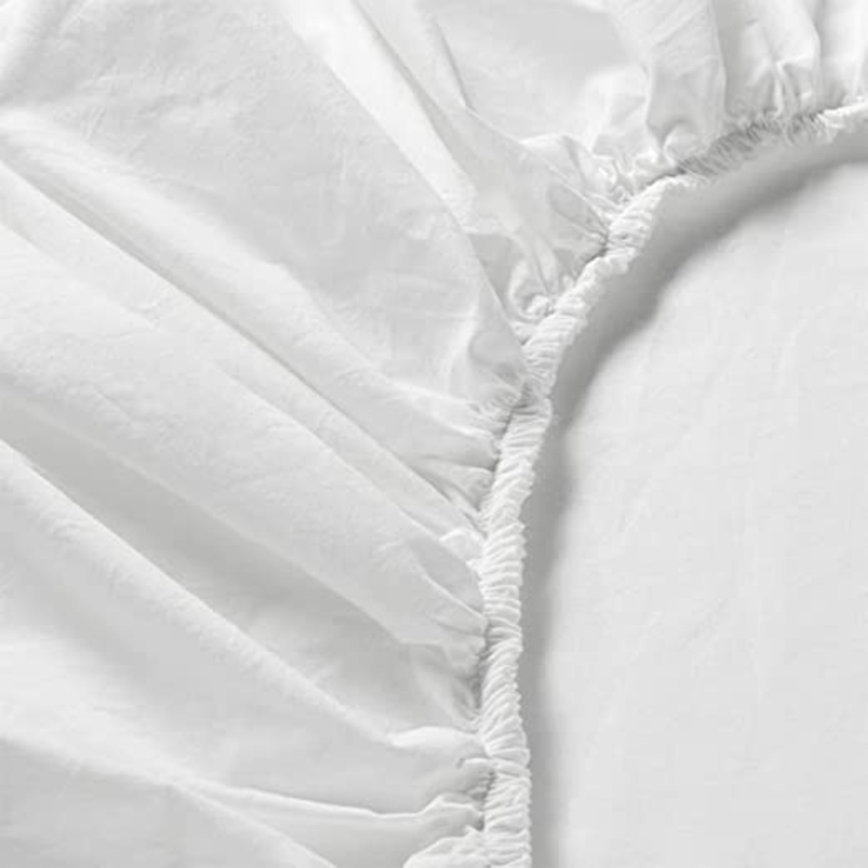 BYFT Tulip 100% Percale Cotton Fitted Bed Sheet, 180 Tc, 90 x 210 + 30cm, Single, White