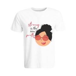 BYFT (White) Printed Cotton T-shirt (Strong is the new Pretty) Personalized Round Neck T-shirt For Women (XL)-Set of 1 pc-190 GSM