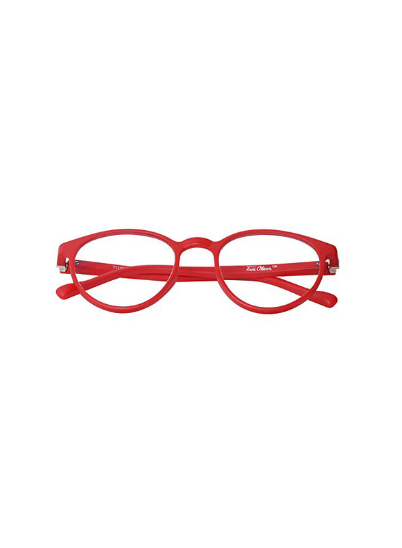 Tom Oliver Full Rim Round Red Computer Glasses For Kids Unisex, Transparent Blue Light Lens