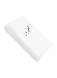 BYFT 100% Cotton Embroidered Letter F Bath Towel, 70 x 140cm, White/Silver