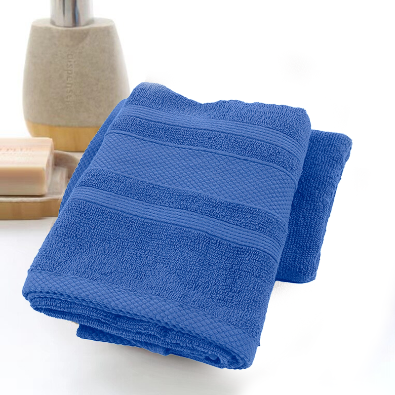 BYFT Home Castle (Blue) Premium Hand Towel  (50 x 90 Cm - Set of 1) 100% Cotton Highly Absorbent, High Quality Bath linen with Diamond Dobby 550 Gsm