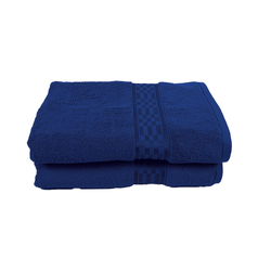 BYFT Home Ultra (Blue) Premium Bath Towel  (70 x 140 Cm - Set of 2) 100% Cotton Highly Absorbent, High Quality Bath linen with Checkered Dobby 550 Gsm