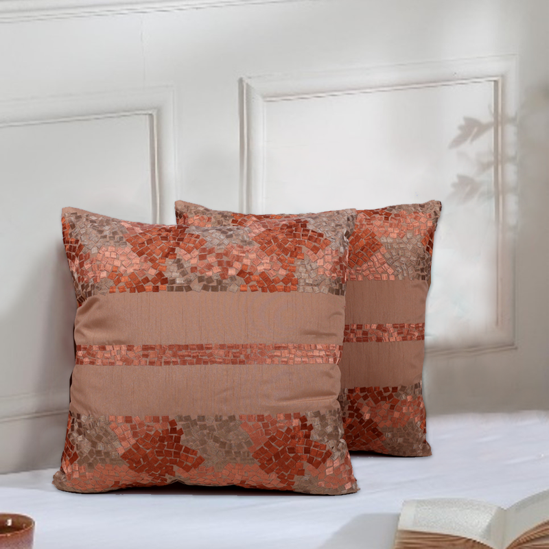 BYFT TerraTile Bliss Brick Orange 16 x 16 Inch Decorative Cushion Cover Set of 2