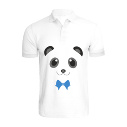 BYFT (White) Printed Cotton T-shirt (Mr. Panda) Personalized Polo Neck T-shirt For Men (Large)-Set of 1 pc-220 GSM