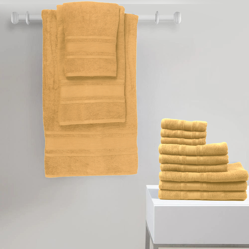 BYFT Home Castle (Cream) 4 Hand Towel (50 x 90 Cm) & 2 Bath Towel (70 x 140 Cm) 100% Cotton Highly Absorbent, High Quality Bath linen with Diamond Dobby 550 Gsm Set of 6