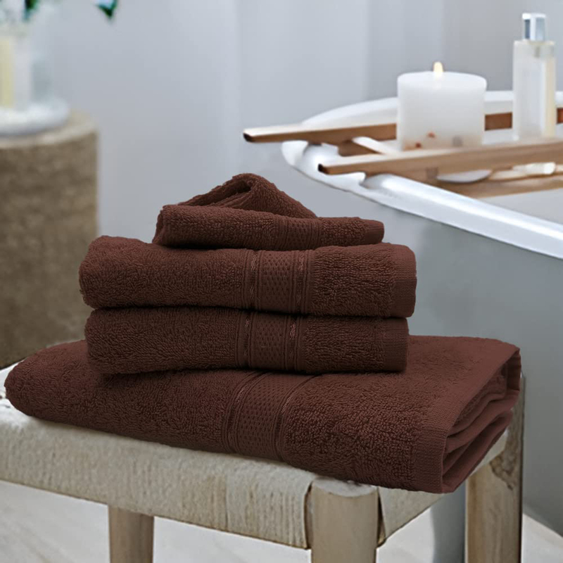 BYFT 6-Piece Daffodil 100% Cotton Bath Towel, 70 x 140cm, Brown