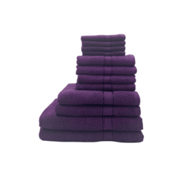 Daffodil(Purple)100% Cotton Premium Bath Linen Set(4 Face,4 Hand,2 Adult & 2 Kids Bath Towels with 2 Adult & 2,10yr Kids Bathrobe)Super Soft,Quick Dry & Highly Absorbent Family Pack of 16Pcs