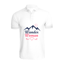 BYFT (White) Printed Cotton T-shirt (Wander women) Personalized Polo Neck T-shirt For Women (Large)-Set of 1 pc-220 GSM