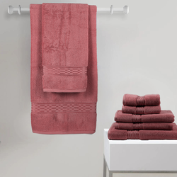 BYFT Home Ultra (Burgundy) Hand Towel (50 x 90 Cm) & Bath Towel (70 x 140 Cm) 100% Cotton Highly Absorbent, High Quality Bath linen with Checkered Dobby 550 Gsm Set of 2