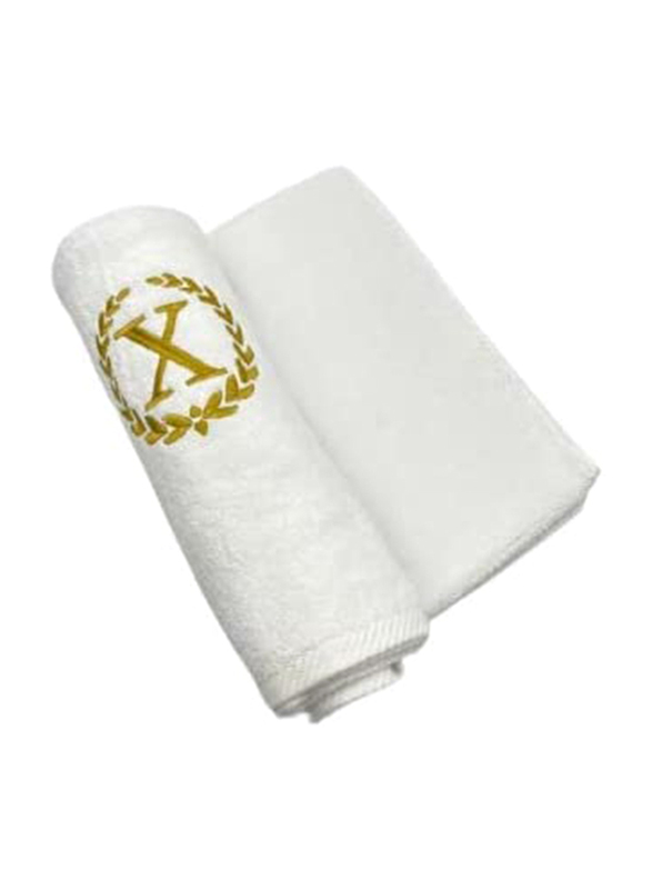 BYFT 100% Cotton Embroidered Monogrammed Letter X Hand Towel, 50 x 80cm, White/Gold