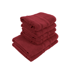 BYFT Home Castle (Maroon) 4 Hand Towel (50 x 90 Cm) & 2 Bath Towel (70 x 140 Cm) 100% Cotton Highly Absorbent, High Quality Bath linen with Diamond Dobby 550 Gsm Set of 6