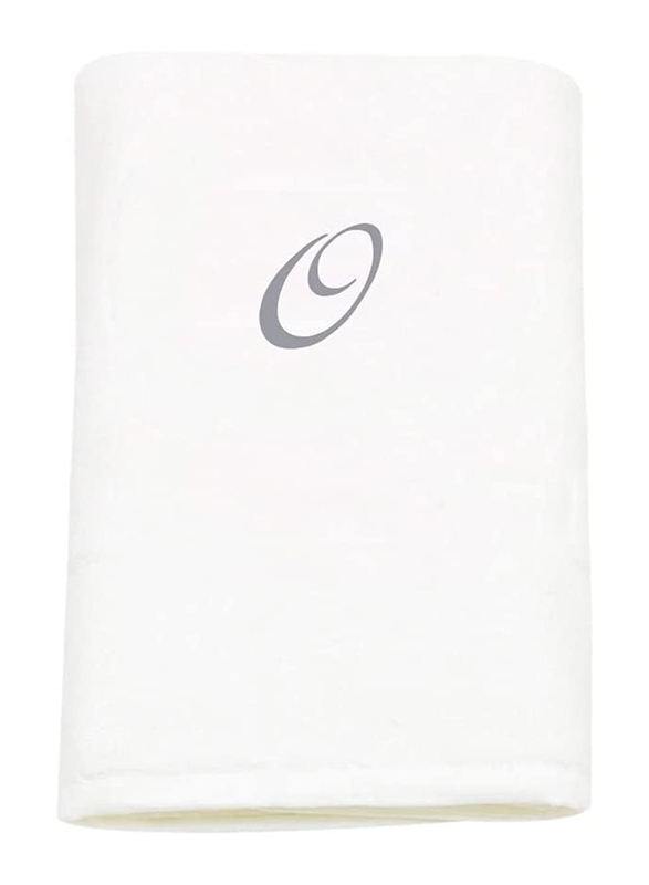 BYFT 100% Cotton Embroidered Letter O Bath Towel, 70 x 140cm, White/Silver