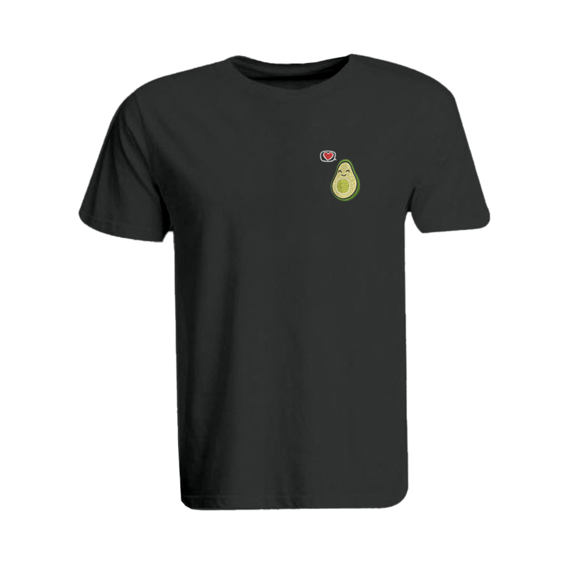 BYFT (Black) Embroidered Cotton T-shirt (Avocado ) Personalized Round Neck T-shirt For Women (Small)-Set of 1 pc-190 GSM
