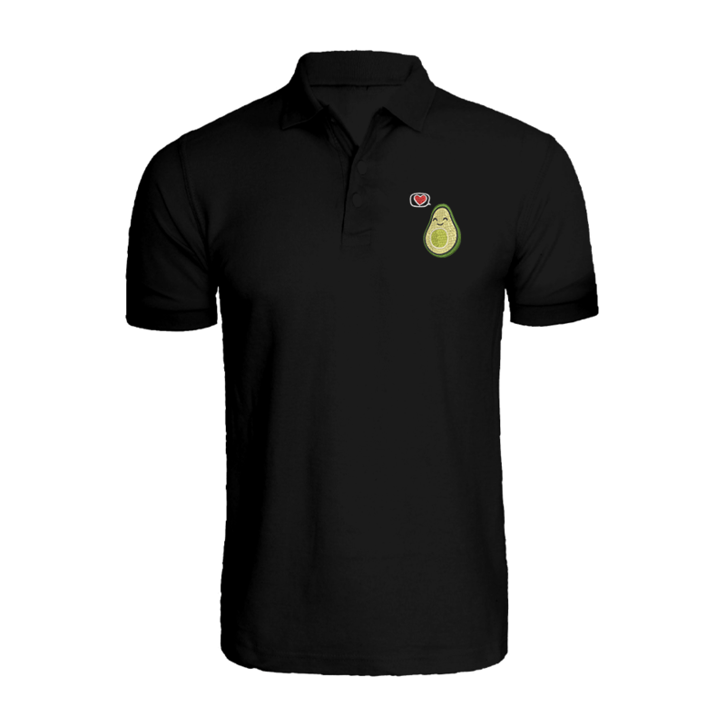 BYFT (Black) Embroidered Cotton T-shirt (Avocado ) Personalized Polo Neck T-shirt For Women (Medium)-Set of 1 pc-220 GSM