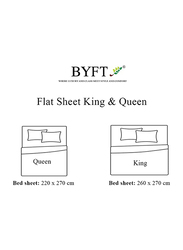 BYFT Tulip 100% Cotton Satin Stripe Flat Bed Sheet, 300 Tc, 1cm, 220 x 280cm, Queen, Charcoal