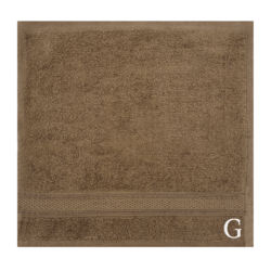 BYFT Daffodil (Dark Beige) Monogrammed Face Towel (30 x 30 Cm-Set of 6) 100% Cotton, Absorbent and Quick dry, High Quality Bath Linen-500 Gsm White Thread Letter "G"