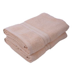 BYFT Home Trendy (Cream) Premium Bath Sheet  (90 x 180 Cm - Set of 2) 100% Cotton Highly Absorbent, High Quality Bath linen with Striped Dobby 550 Gsm