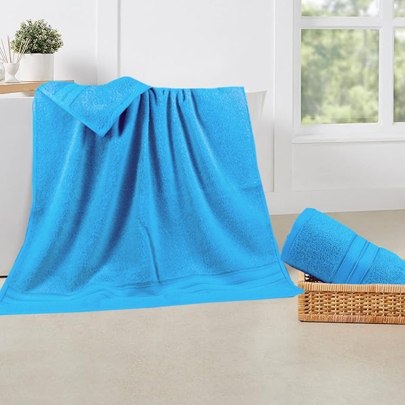 BYFT Home Trendy (Blue) Premium Bath Towel  (70 x 140 Cm - Set of 1) 100% Cotton Highly Absorbent, High Quality Bath linen with Striped Dobby 550 Gsm
