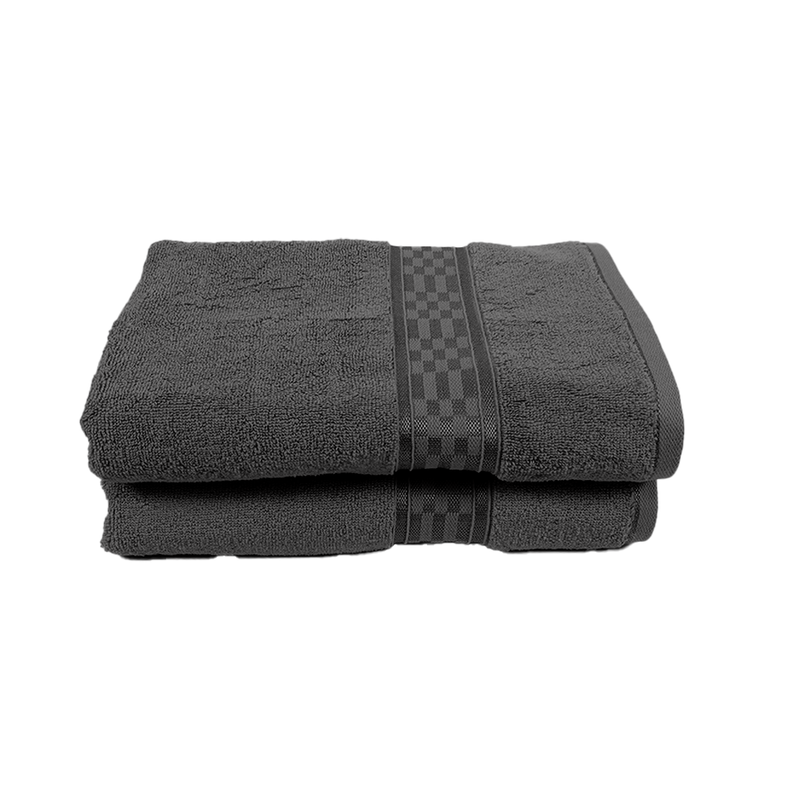BYFT Home Ultra (Grey) Premium Bath Towel  (70 x 140 Cm - Set of 2) 100% Cotton Highly Absorbent, High Quality Bath linen with Checkered Dobby 550 Gsm