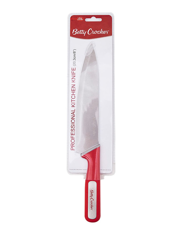 Betty Crocker 8-inch Stainless Steel Kitchen Knife, Red