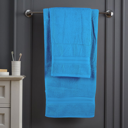 BYFT Home Trendy (Blue) 2 Hand Towel (50 x 90 Cm) & 2 Bath Towel (70 x 140 Cm) 100% Cotton Highly Absorbent, High Quality Bath linen with Striped Dobby 550 Gsm Set of 4