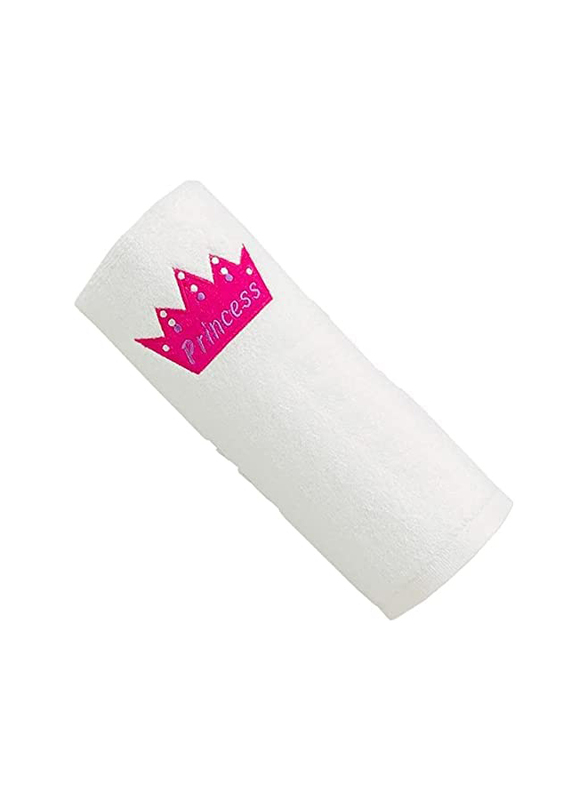 BYFT 100% Cotton Embroidered Princess Hand Towel, 50 x 80cm, White/Pink
