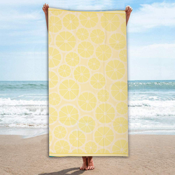 BYFT Jacquard Beach Towel 86 x 162 Cm 390 Gsm Lemon Cotton Set of 1