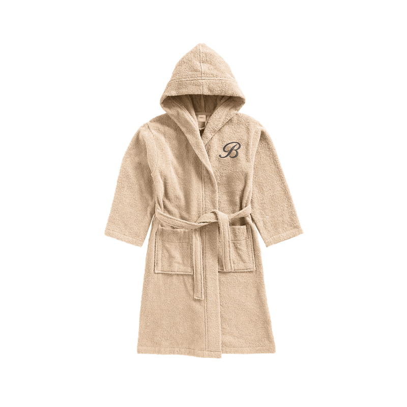 

Byft Daffodil Monogrammed Kids Bathrobe (108x104 Cm) 6 Year 400 Gsm Beige Hooded Terry Cotton Set of 01 - Letter "B