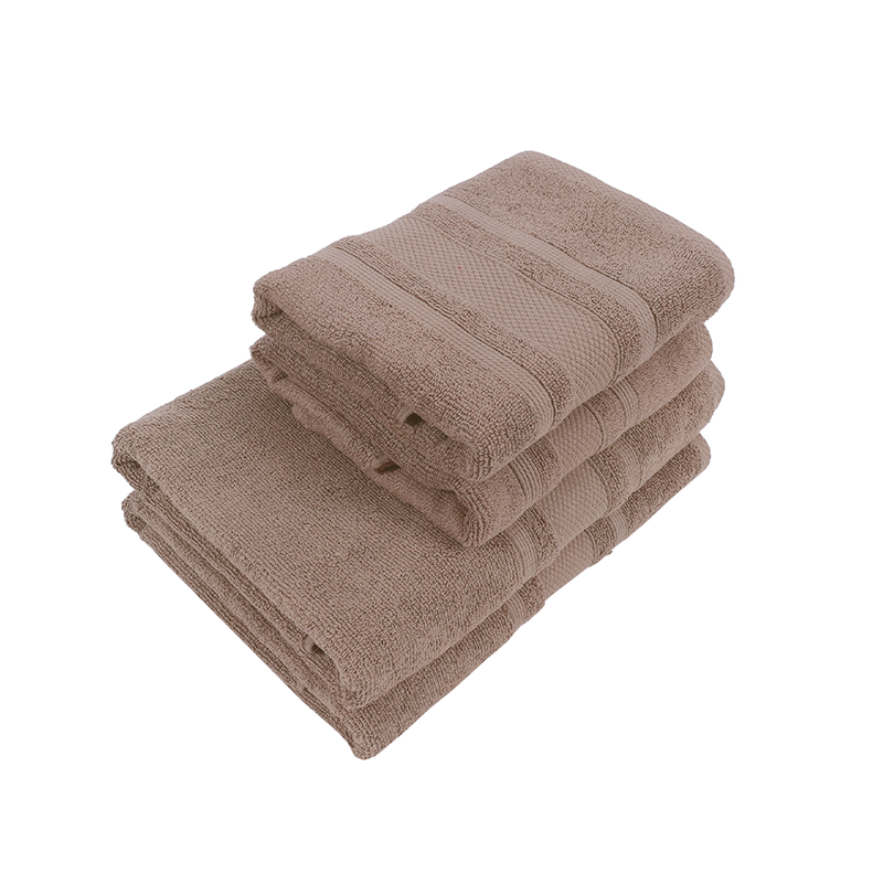 BYFT Home Castle (Beige) 2 Hand Towel (50 x 90 Cm) & 2 Bath Towel (70 x 140 Cm) 100% Cotton Highly Absorbent, High Quality Bath linen with Diamond Dobby 550 Gsm Set of 4