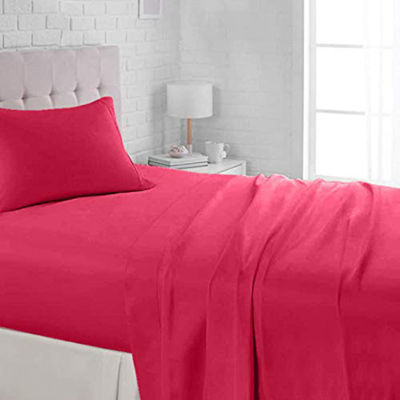 BYFT 4-Piece Orchard 100% Cotton Lightweight Bed Linen Set, 1 Flat Bed Sheet + 2 Pillow Cases + 1 Duvet Cover, King, Maroon