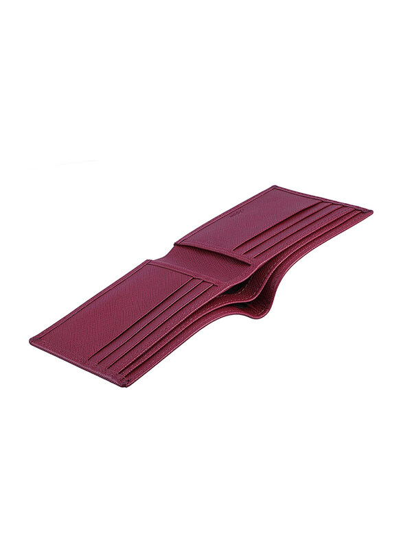 Jafferjees Paris Leather Bi-Fold Wallet for Men, Burgundy