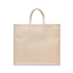 BYFT Laminated Juco Tote Bags with Gusset (Natural) Reusable Eco Friendly Shopping Bag (43.18 x 15.24 x 36.83 Cm) Set of 2 Pcs