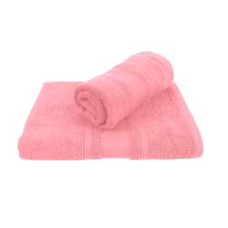 BYFT Home Castle (Pink) Hand Towel (50 x 90 Cm) & Bath Towel (70 x 140 Cm) 100% Cotton Highly Absorbent, High Quality Bath linen with Diamond Dobby 550 Gsm Set of 2