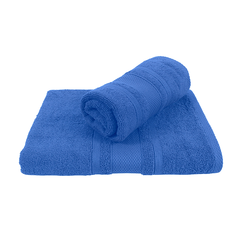 BYFT Home Castle (Blue) Hand Towel (50 x 90 Cm) & Bath Towel (70 x 140 Cm) 100% Cotton Highly Absorbent, High Quality Bath linen with Diamond Dobby 550 Gsm Set of 2