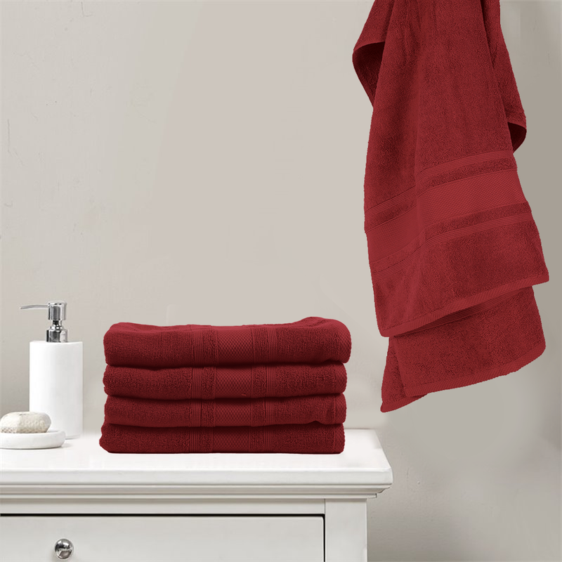 BYFT Home Castle (Maroon) Premium Bath Towel  (70 x 140 Cm - Set of 1) 100% Cotton Highly Absorbent, High Quality Bath linen with Diamond Dobby 550 Gsm