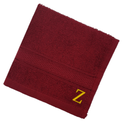 BYFT Daffodil (Burgundy) Monogrammed Face Towel (30 x 30 Cm-Set of 6) 100% Cotton, Absorbent and Quick dry, High Quality Bath Linen-500 Gsm Golden Thread Letter "Z"