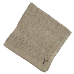 BYFT Daffodil (Light Grey) Monogrammed Face Towel (30 x 30 Cm-Set of 6) 100% Cotton, Absorbent and Quick dry, High Quality Bath Linen-500 Gsm Black Thread Letter "Y"