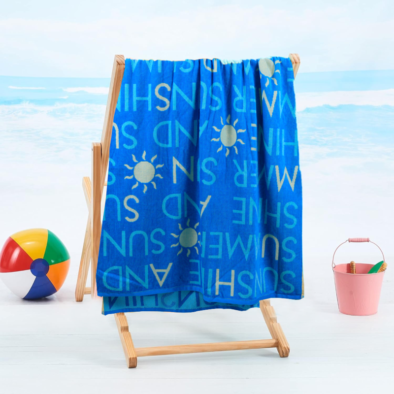 BYFT Jacquard Beach Towel 86 x 162 Cm 390 Gsm , Sunshine and Summer, Cotton Set of 1