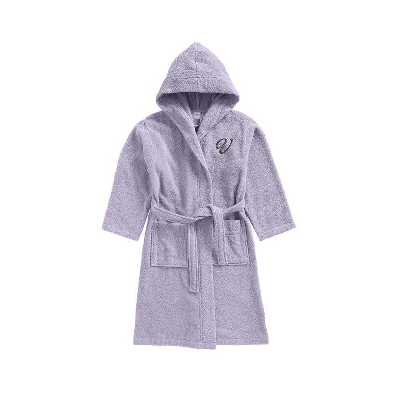 

Byft Daffodil Monogrammed Kids Bathrobe (108x104 Cm) 6 Year 400 Gsm Lilac Hooded Terry Cotton Set of 01 - Letter "V