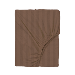 BYFT Tulip (Dark Brown) Queen Size Fitted Sheet and pillowcase Set with 1 cm Satin Stripe (Set of 2 Pcs) 100% Cotton Percale Soft and Luxurious Hotel Quality Bed linen -300 TC