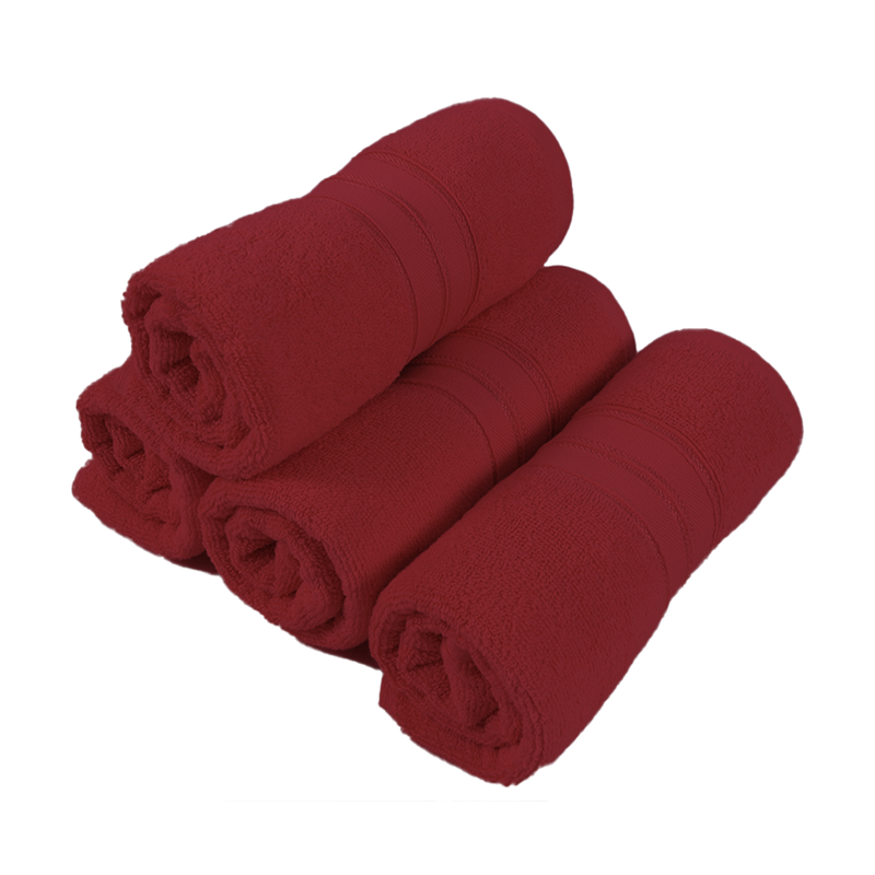 BYFT Home Trendy (Red) Premium Hand Towel  (50 x 90 Cm - Set of 4) 100% Cotton Highly Absorbent, High Quality Bath linen with Striped Dobby 550 Gsm