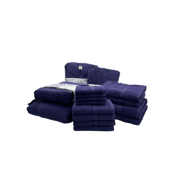 Daffodil(Navy Blue)100% Cotton Premium Bath Linen Set(4 Face,4 Hand,2 Adult & 2 Kids Bath Towels with 2 Adult & 2,10yr Kids Bathrobe)Super Soft,Quick Dry & Highly Absorbent Family Pack of 16Pcs