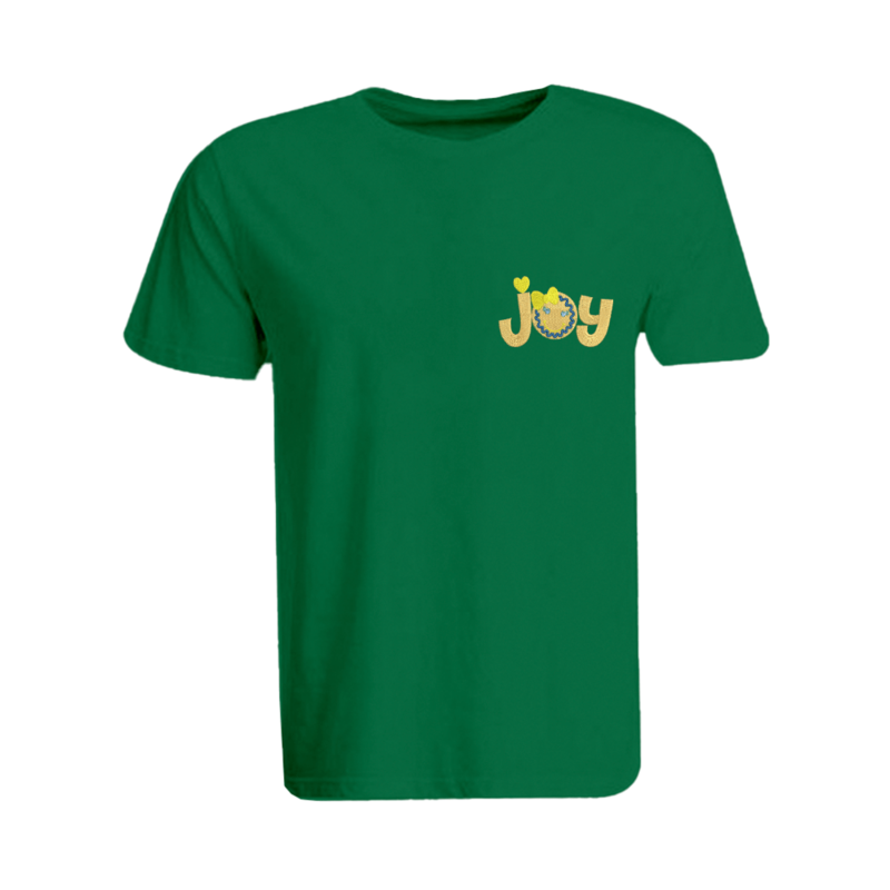 BYFT (Green) Holiday Themed Embroidered Cotton T-shirt (Gingerbread Joy) Unisex Personalized Round Neck T-shirt (2XL)-Set of 1 pc-190 GSM