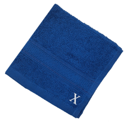 BYFT Daffodil (Royal Blue) Monogrammed Face Towel (30 x 30 Cm-Set of 6) 100% Cotton, Absorbent and Quick dry, High Quality Bath Linen-500 Gsm White Thread Letter "X"