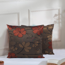 BYFT Blossom Coffee Brown 16 x 16 Inch Decorative Cushion & Cushion Cover Set of 2