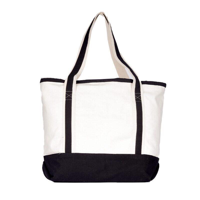 BYFT White Canvas Bag with Black Tape (Beach Vibes)