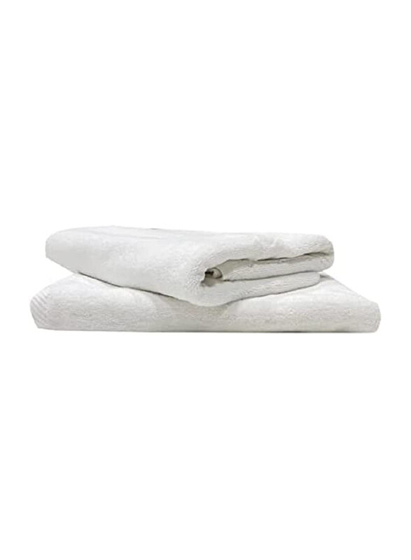 

BYFT Iris 2-Piece Twill Hem 100% Cotton Bath Mat Towel Set, 50 x 80cm, White