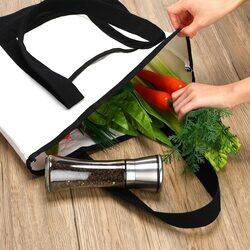 BYFT Natural Cotton Canvas Tote Bag with Black Tape Handles