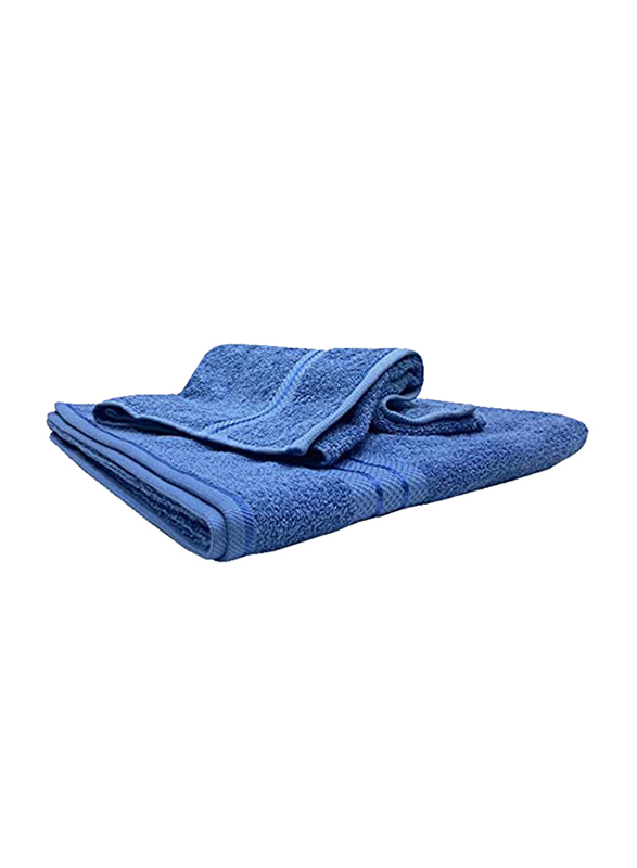 BYFT Daffodil 100% Cotton Bath and Hand Towel Set, 2 Piece, Blue
